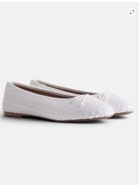 Classic White Woven Ballet Flats